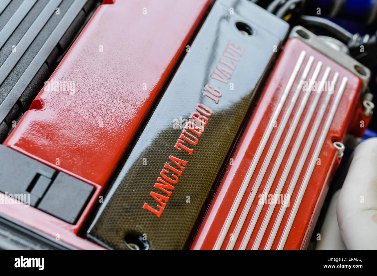 Top Rocker Cover von einem Lancia Turbo 16-Ventil-Motor Stockfoto