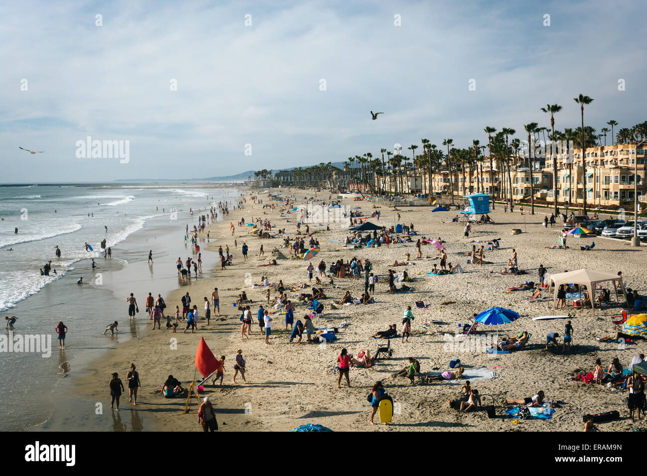 Blick auf den Strand in Oceanside, Kalifornien. Stockfoto