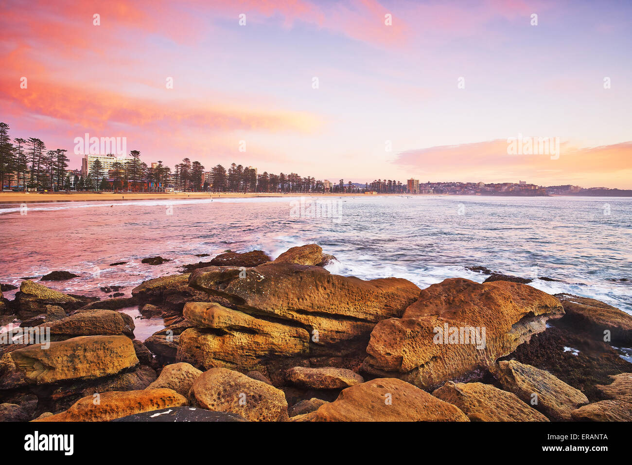 Manly Beach Rot Stockfoto
