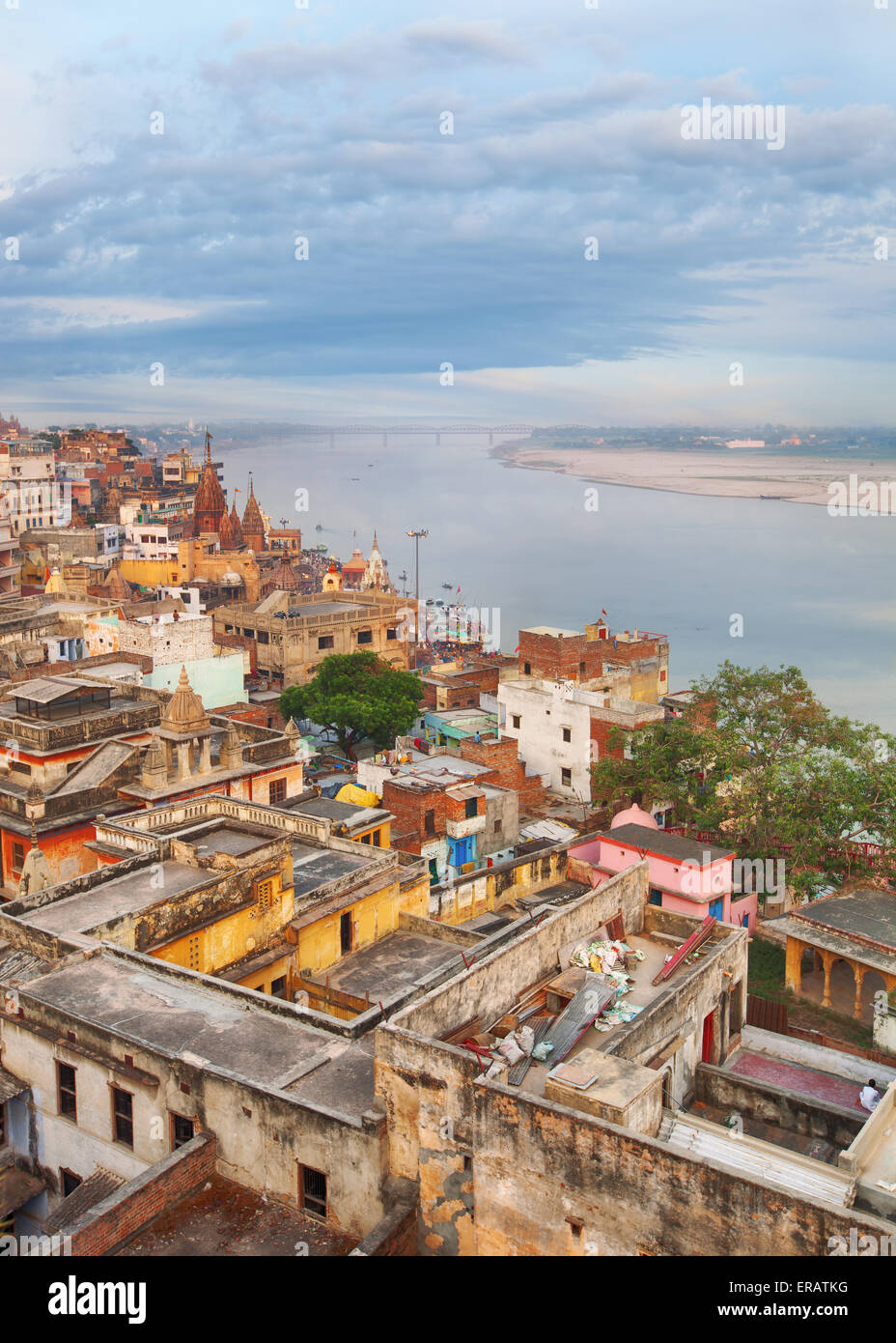 Ein Blick auf Varanasi und Ganga Fluss Stockfoto