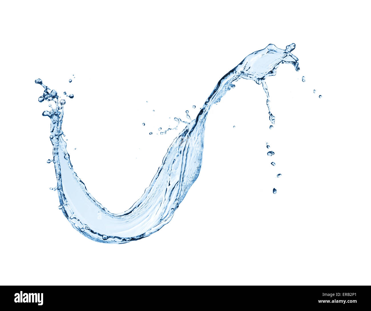 Abstrakte Form von Spritzwasser isoliert auf weißem Hintergrund Stockfoto
