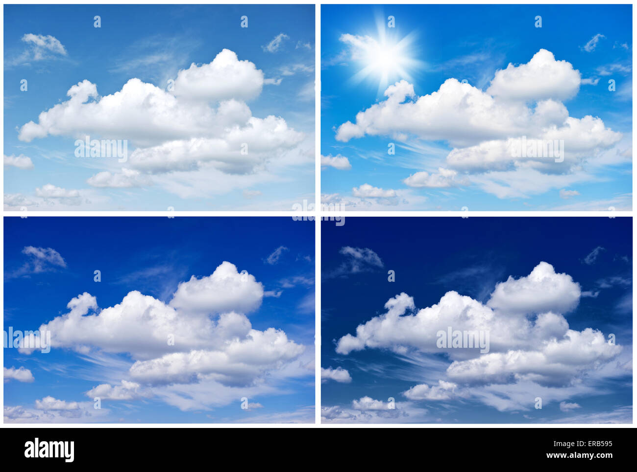 Himmelshintergrund für Winter, Frühling, Sommer, Herbst. Vier Jahreszeiten. Umwelt-Konzept Stockfoto