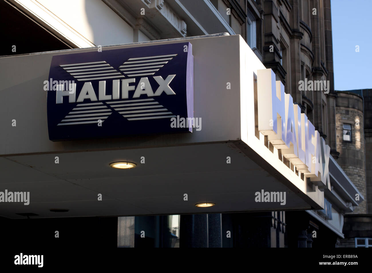 Halifax Ladenschild bei Einkaufsstraße in Halifax Stockfoto
