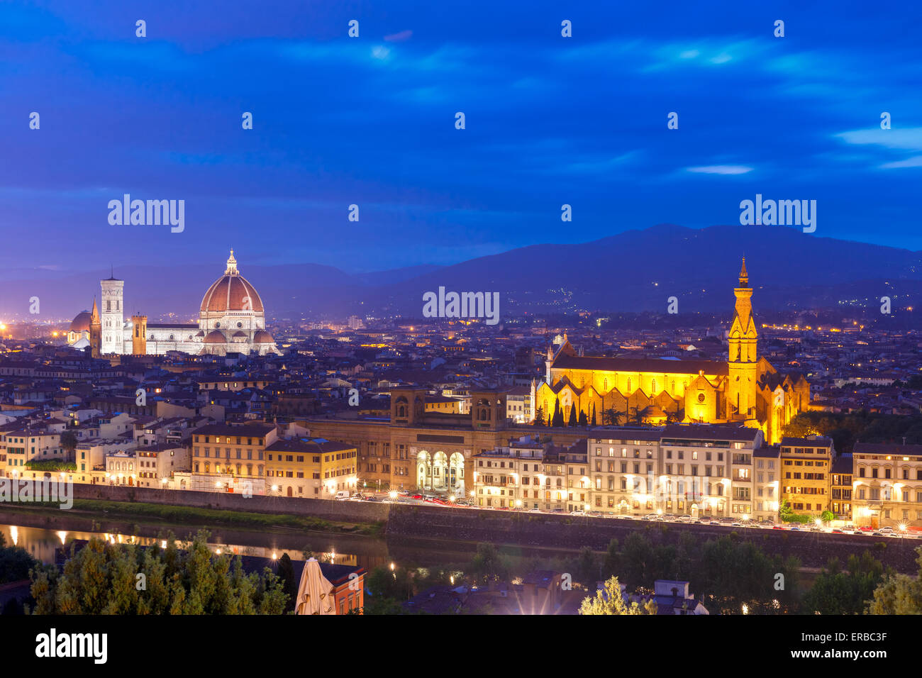 Berühmten Blick auf Florenz in der Dämmerung, Italien Stockfoto