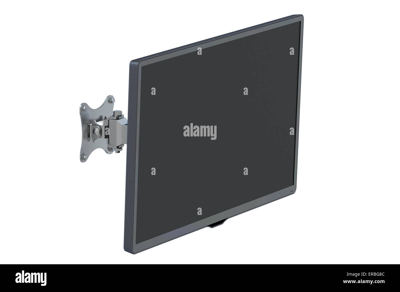 Fernseher mit TV-Wandhalterung isoliert auf weißem Hintergrund Stockfoto