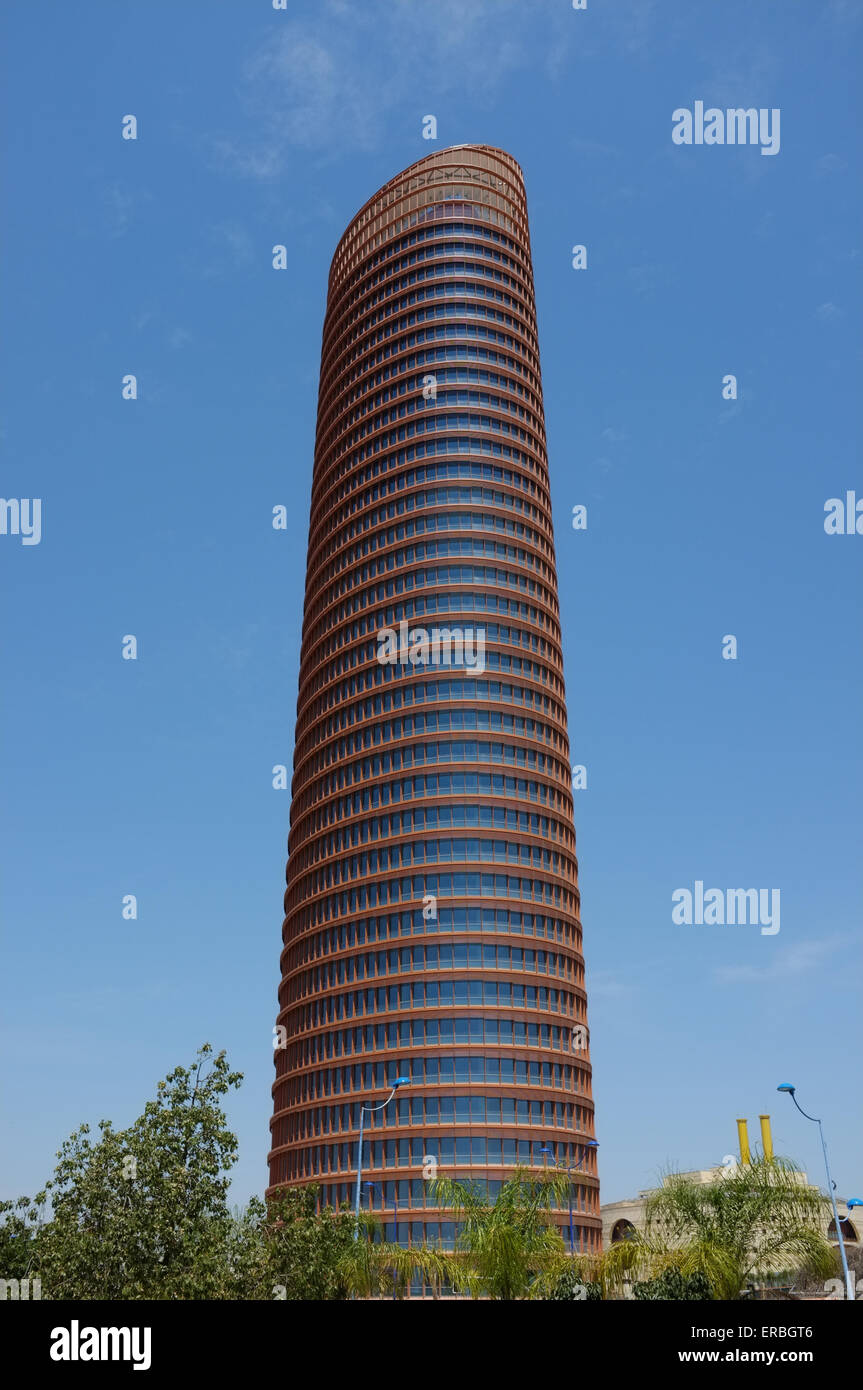 Blick auf Cajasol Tower, Sevilla Spanien Stockfoto