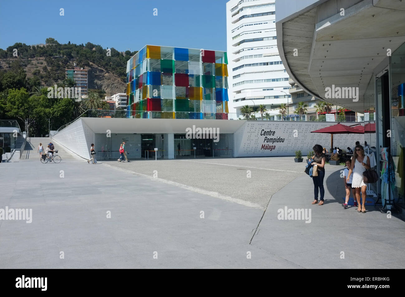Außenansicht des Centro Pompidou Málaga, Spanien Stockfoto