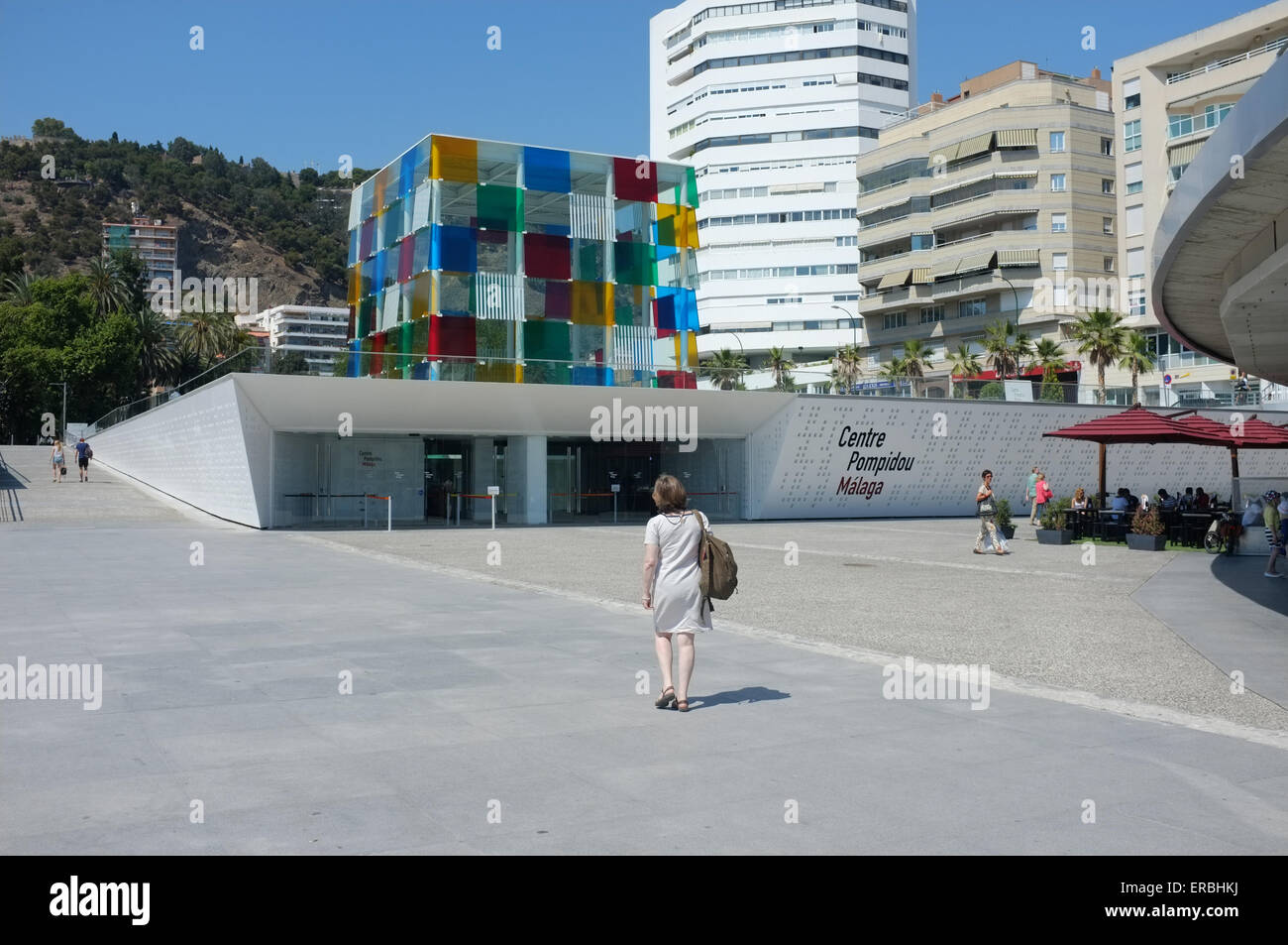Außenansicht des Centro Pompidou Málaga, Spanien Stockfoto