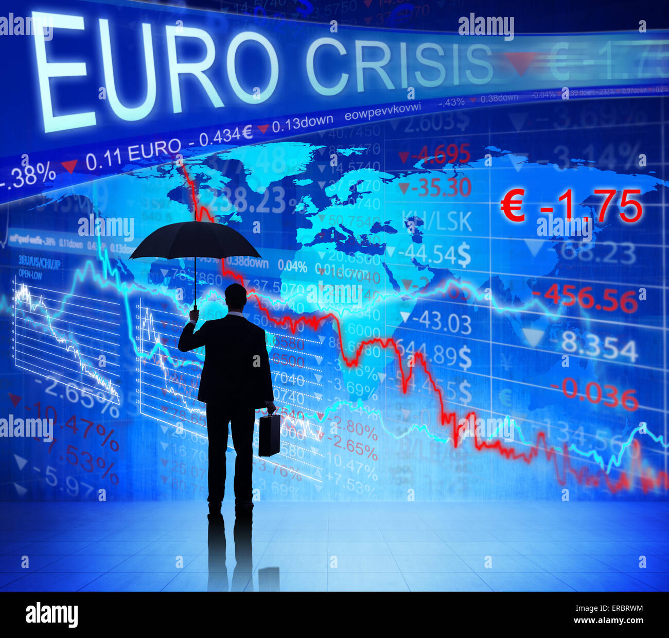 Geschäftsmann auf Euro-Krise Stockfoto