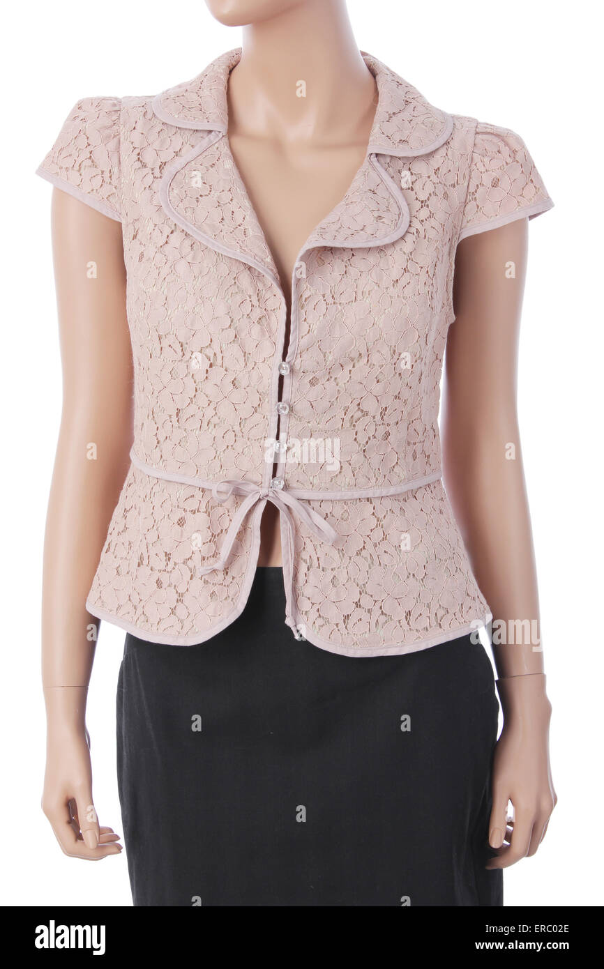 Staubigen Kurzarm rosa Lacy Top Stockfoto