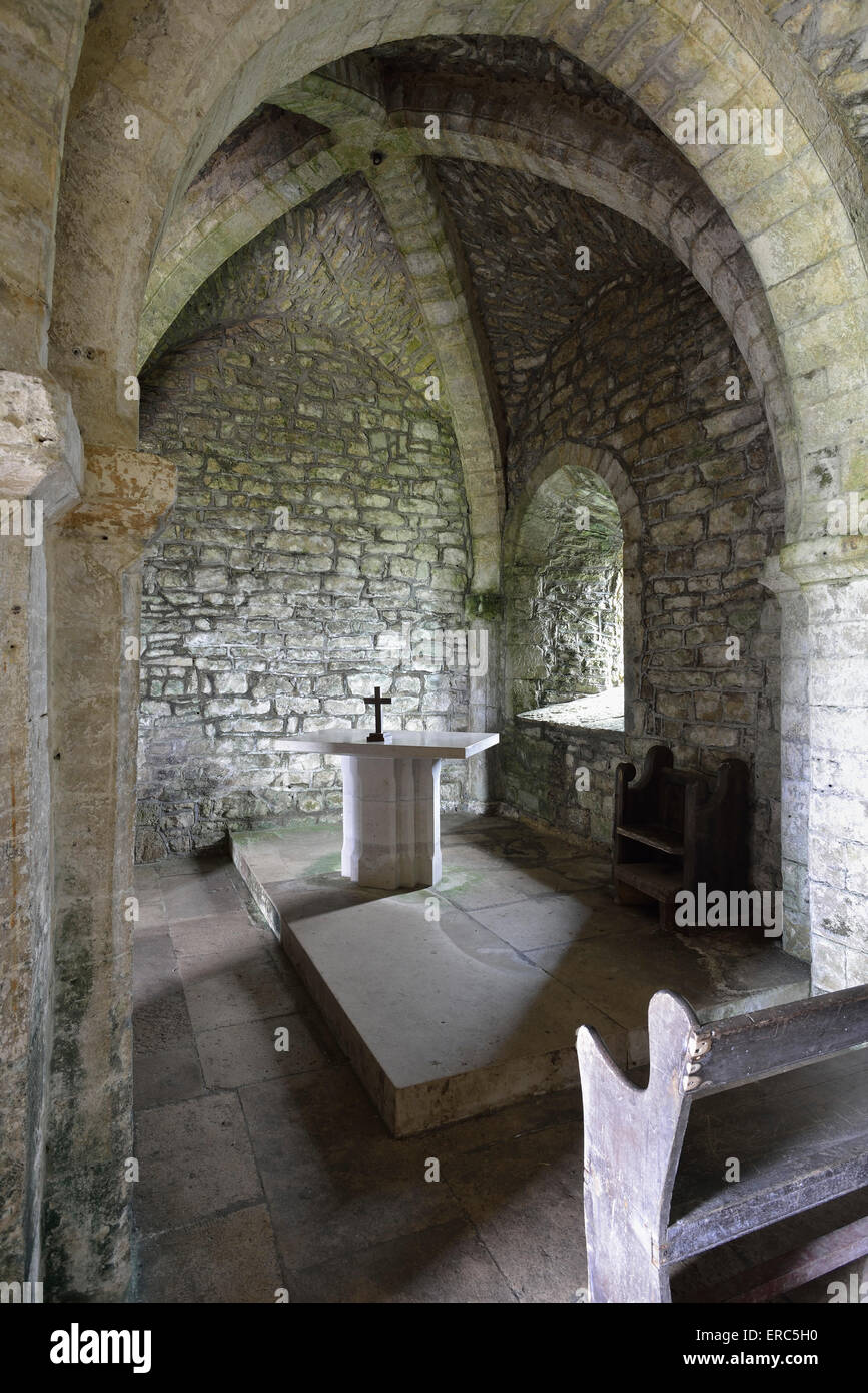 Innere des 800 Jahre alten St. Aldhelm Kapelle Wert Matravers, Dorset Stockfoto
