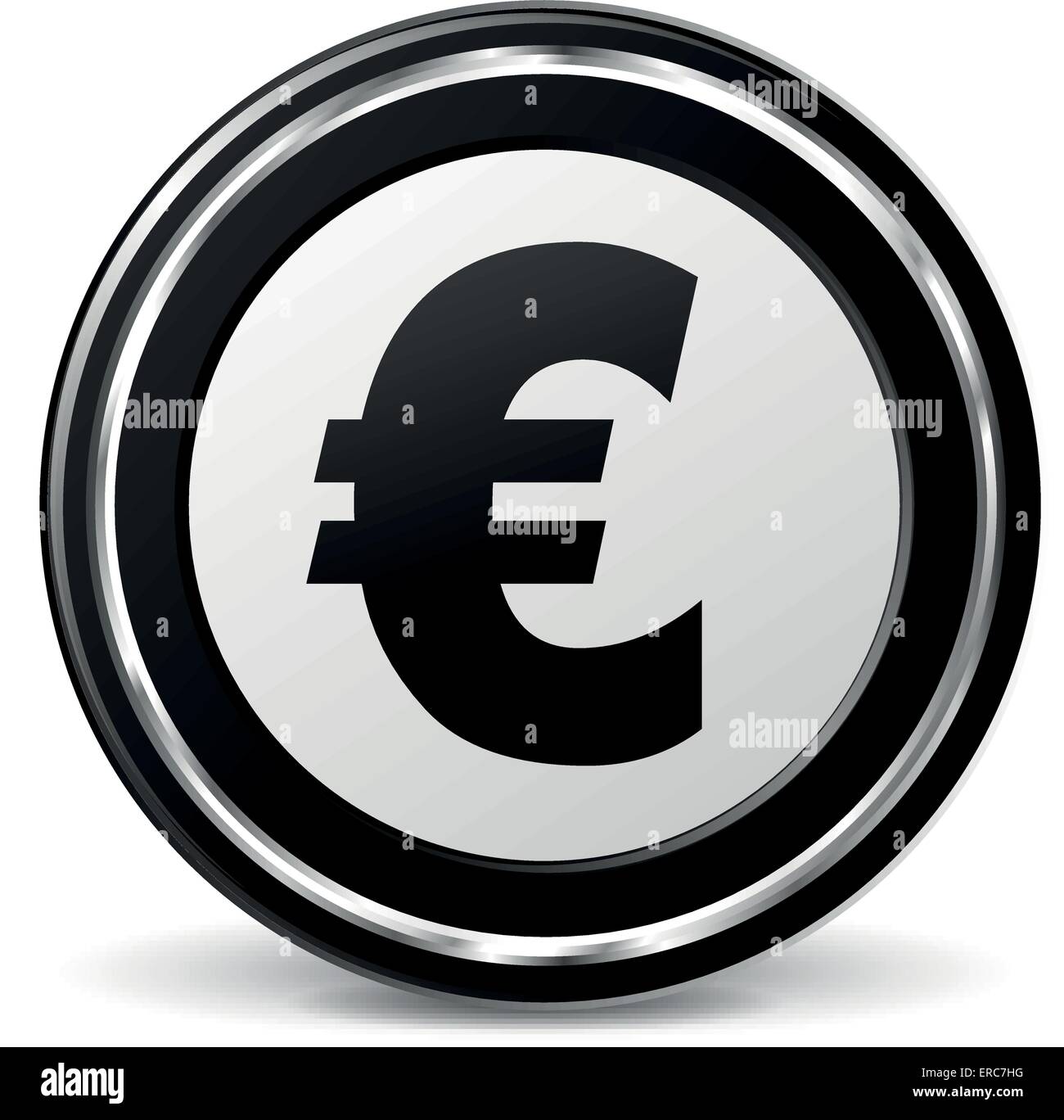 Vektor-Illustration von Schwarz und Chrom Euro-Symbol Stock Vektor