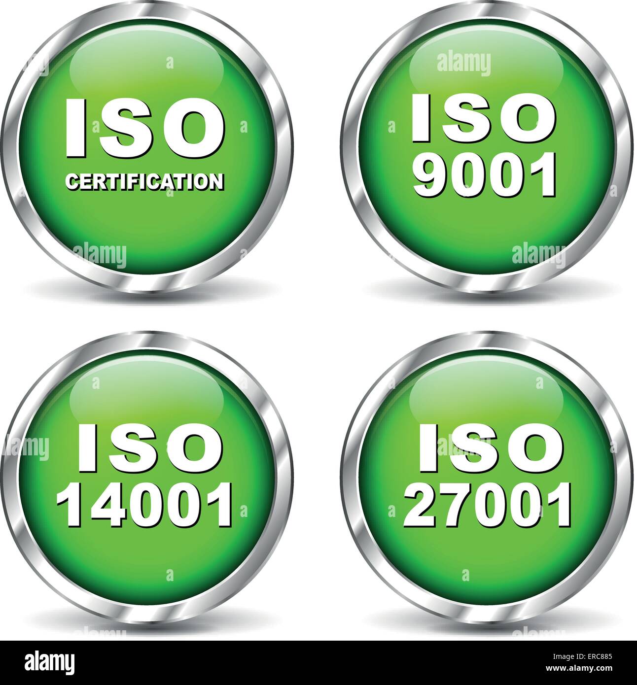 Vektor-Illustration von Green set Iso Zertifizierung Symbole Stock Vektor