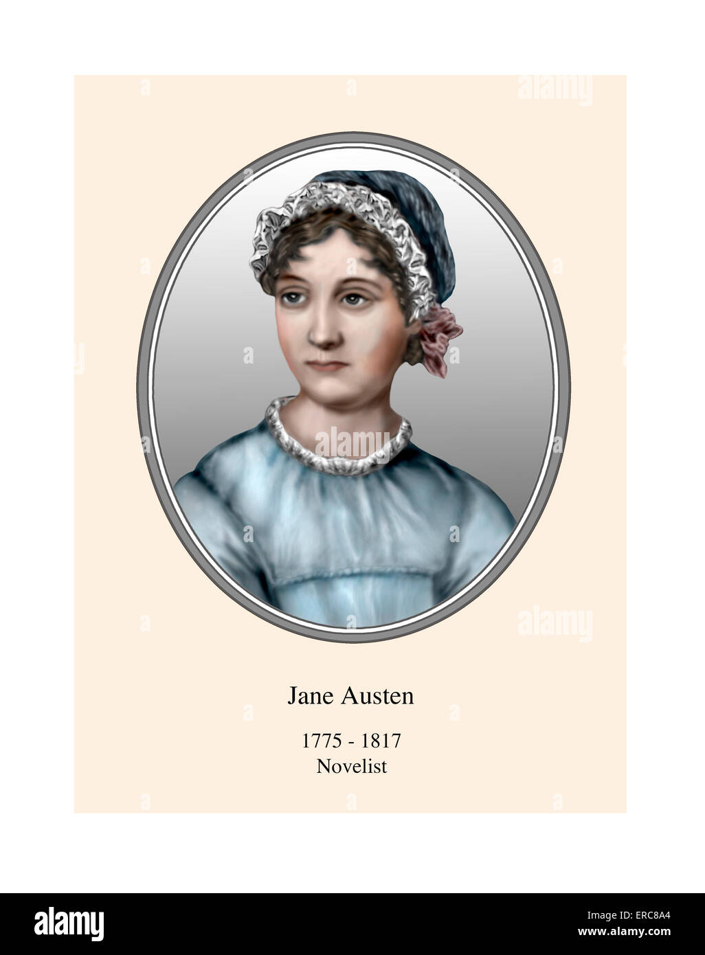 Jane Austen Porträt moderner Illustration Stockfoto