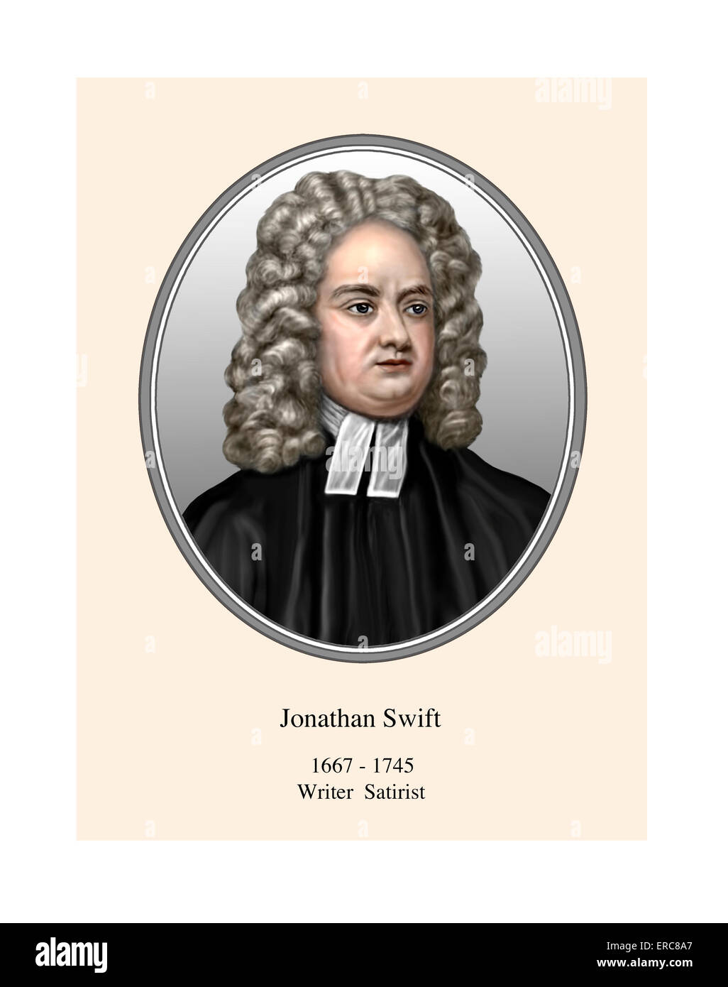 Jonathan Swift Portrait moderne Illustration Stockfoto