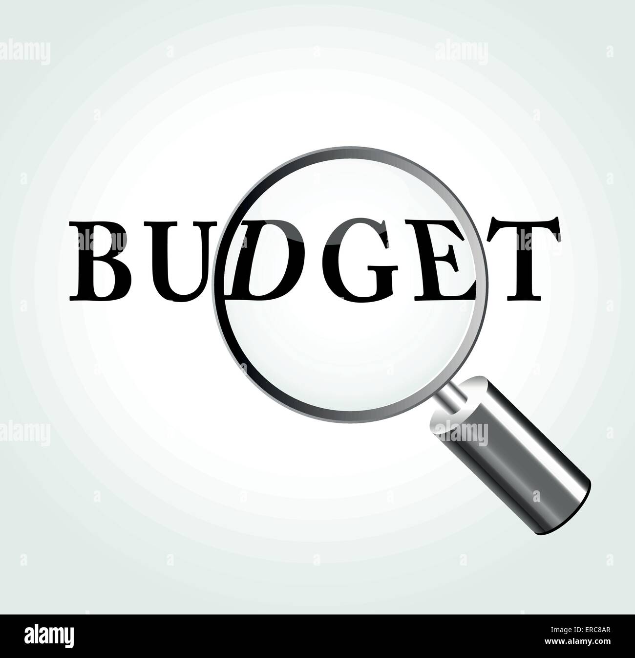 Vektor-Illustration von Budget-Konzept mit Lupe Stock Vektor
