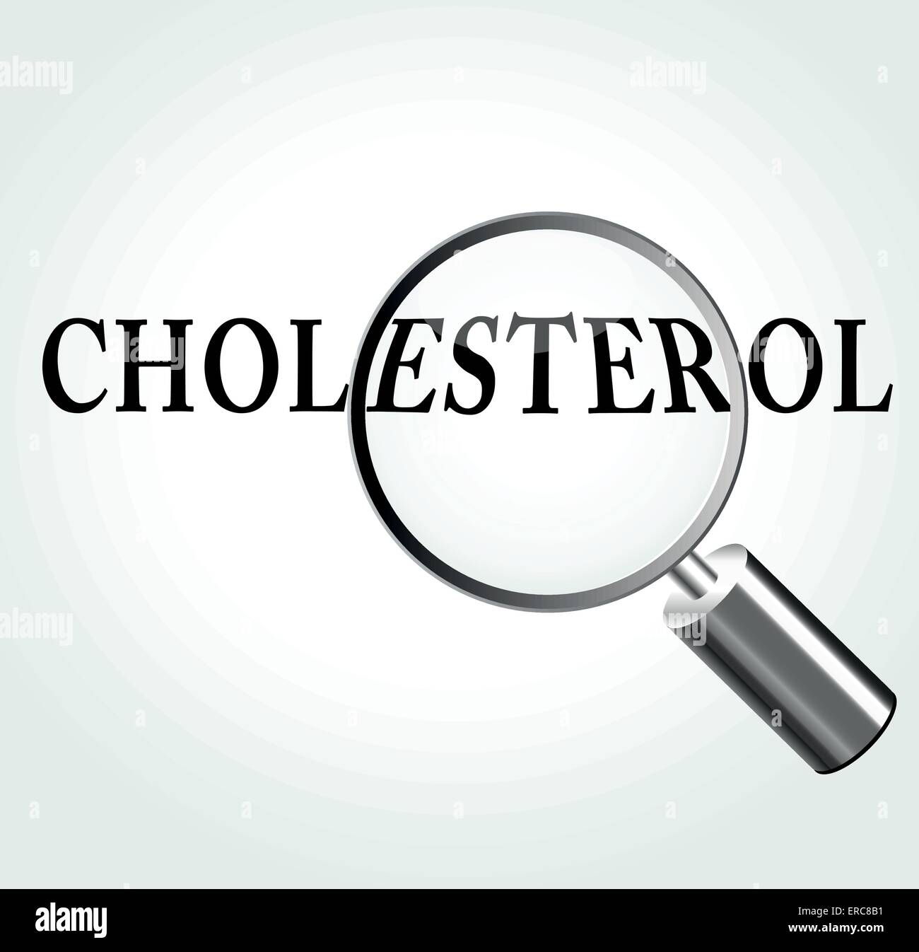 Vektor-Illustration von Cholesterin-Konzept mit Lupe Stock Vektor