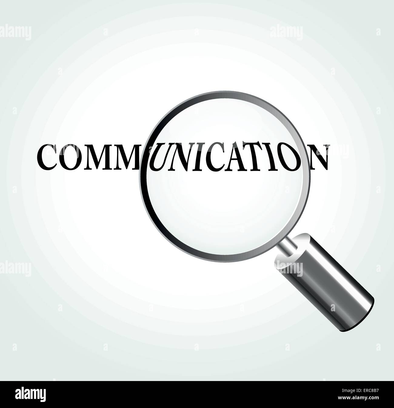 Vektor-Illustration von Kommunikations-Konzept mit Lupe Stock Vektor