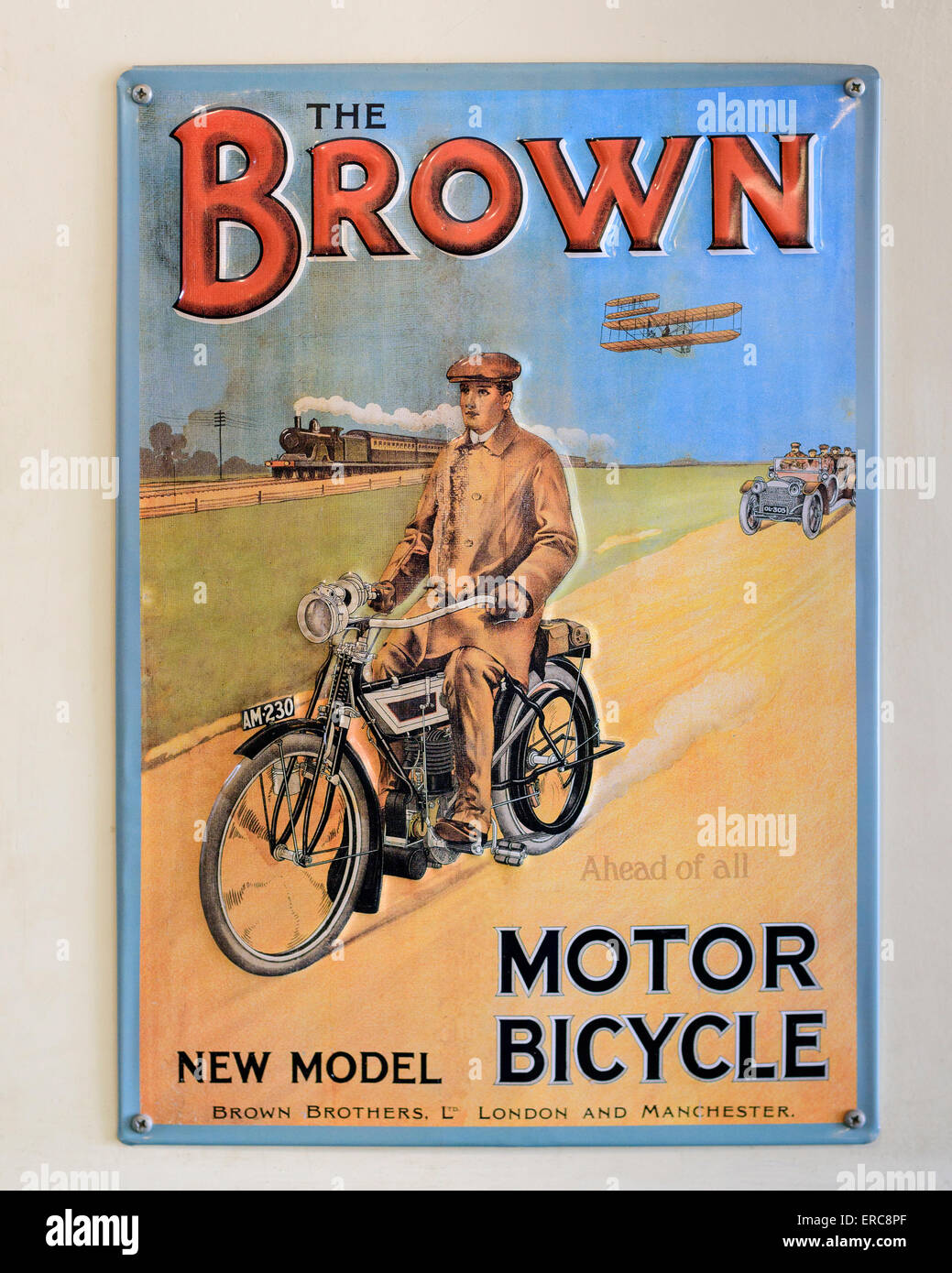 Oldtimer Motorrad-Werbung Stockfoto Oldtimer Motorrad-Werbung Stockfoto