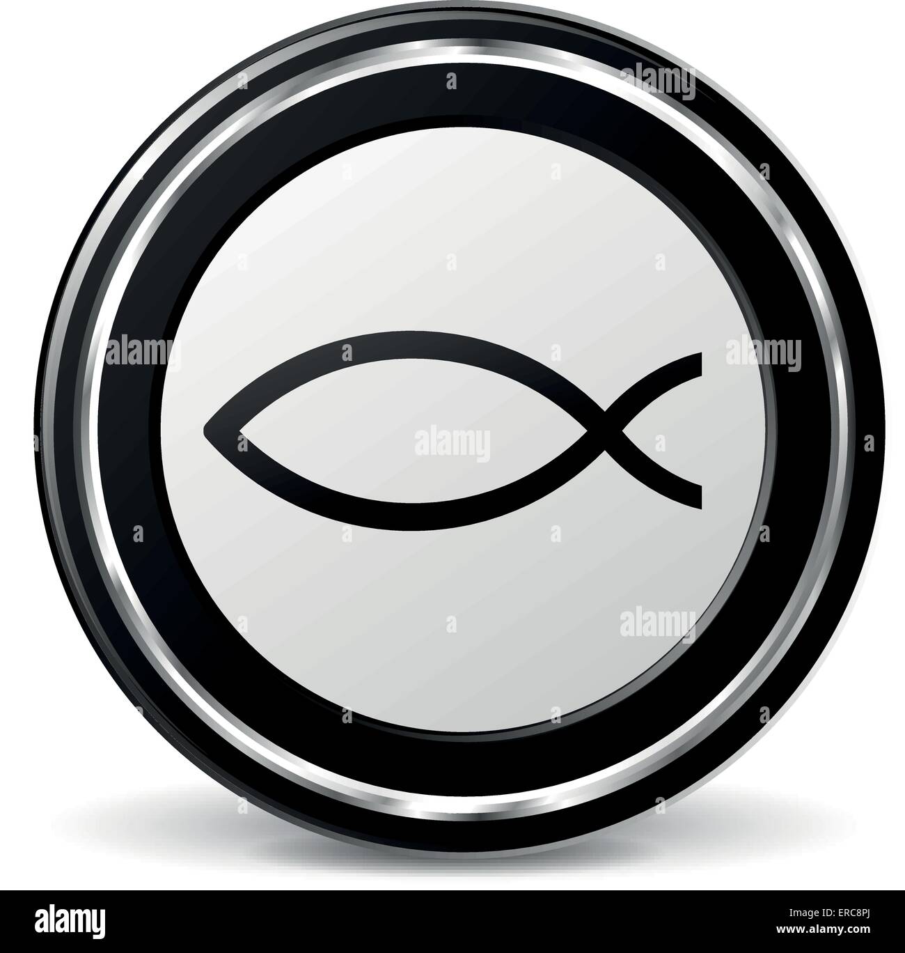 Vektor-Illustration von Chrom und schwarz Jesus Fisch-Symbol Stock Vektor