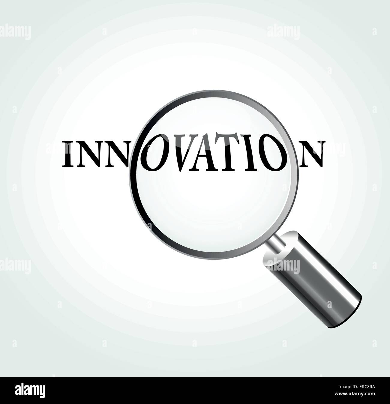 Vektor-Illustration von Innovation-Konzept mit Lupe Stock Vektor
