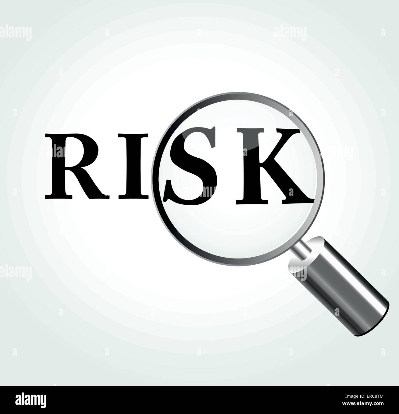 Vektor-Illustration von Risk-Konzept mit Lupe Stock Vektor