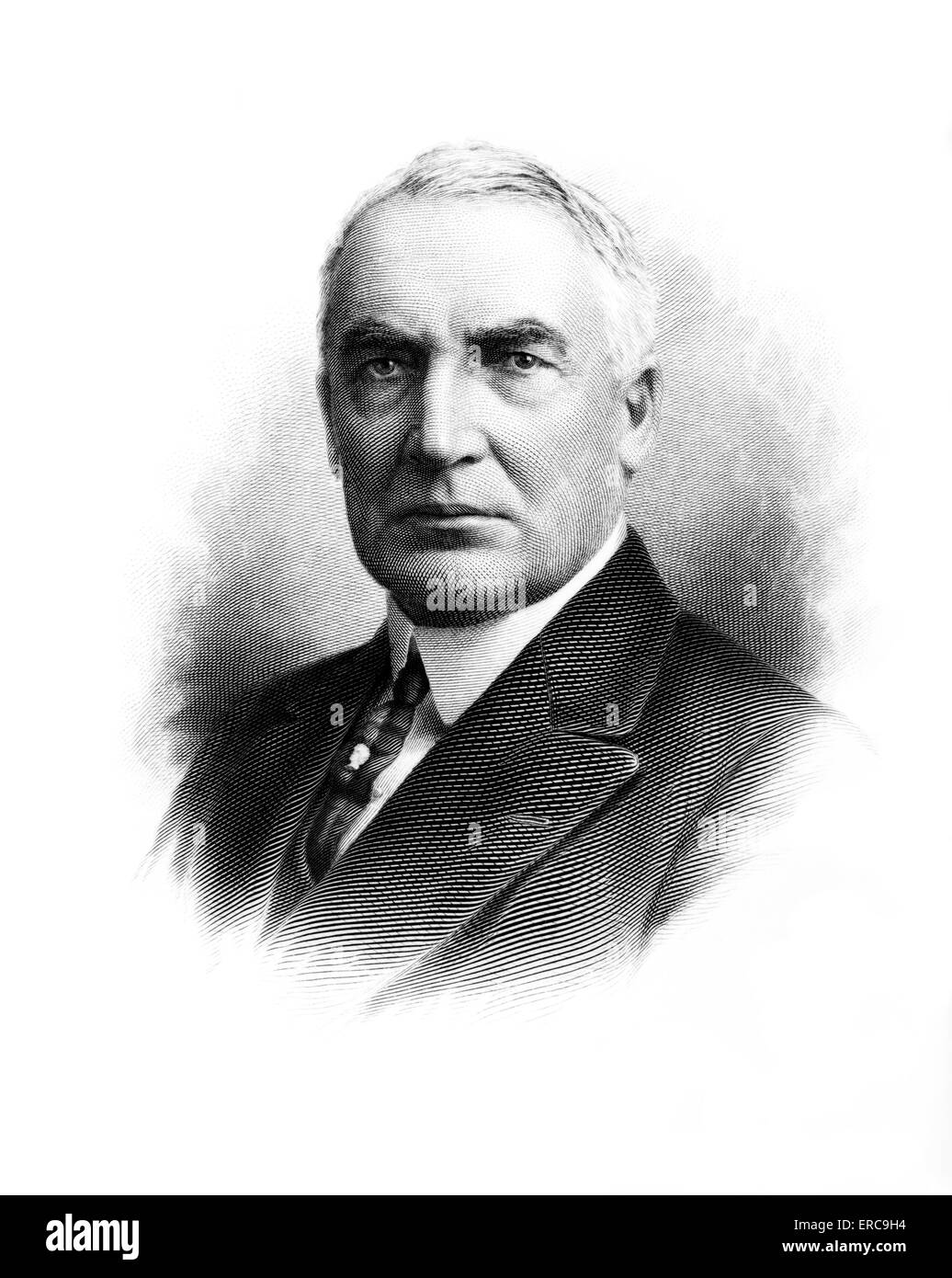 PORTRÄT-HARDING 1865-1923 29. AMERIKANISCHE PRÄSIDENT SENATOR ZEITUNGSREDAKTEUR REPUBLIKANISCHE REDNER KORRUPTE VERWALTUNG Stockfoto