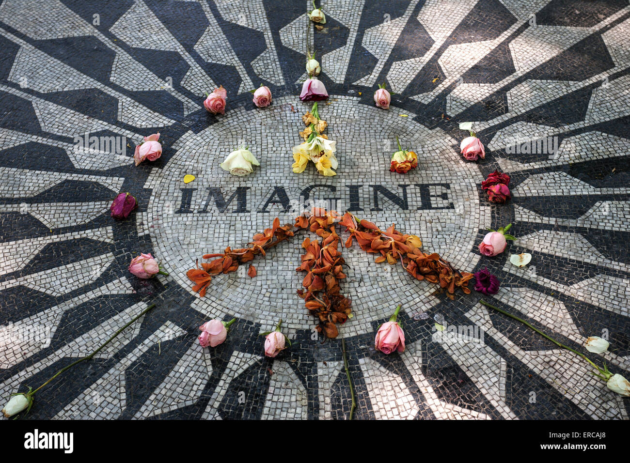 Denkmal für John Lennon, Central Park, Manhattan, New York, USA Stockfoto