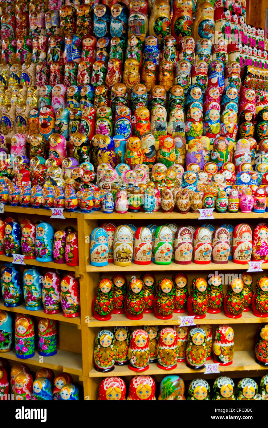 Matrjoschkas, Verschachtelung Matrjoschka, Izmailovsky Markt Izmailovsky Bezirk, Moskau, Russland, Europa Stockfoto