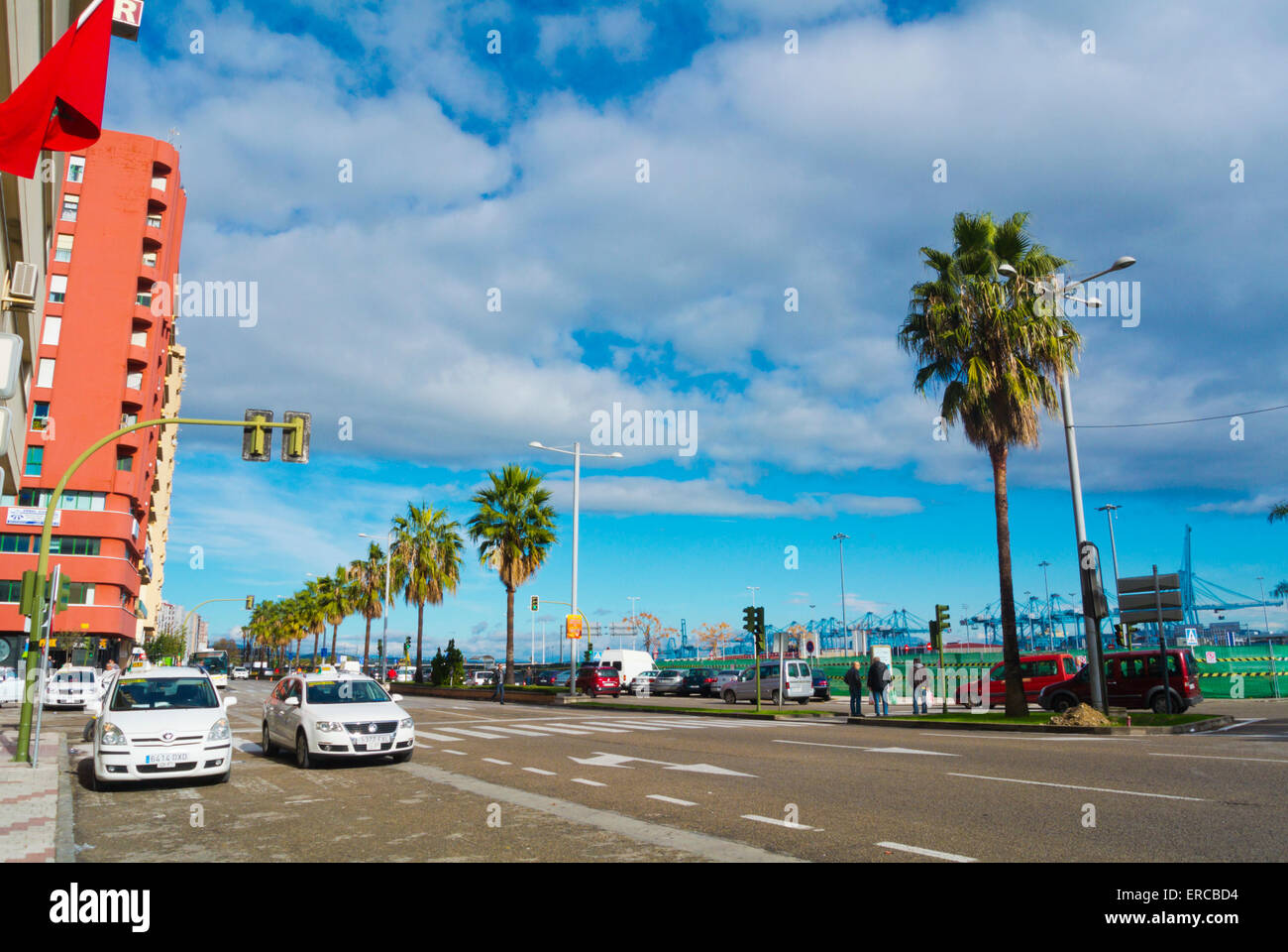 Avenida Virgen del Carmen, Hauptstraße, neben dem Hafen, Algeciras, Andalusien, Spanien Stockfoto