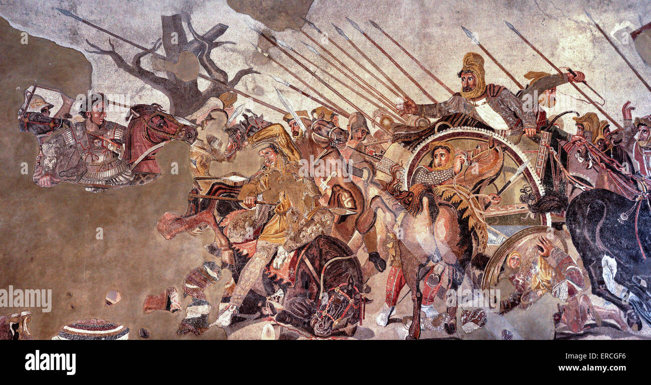 Mosaik von Alexander bei Issos. Stockfoto