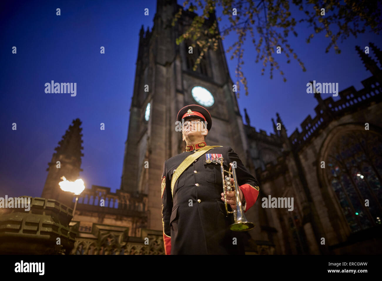 Manchester Kathedrale Dienst an den Jahrestag des VE-Day (Victory in Europe Day), Kennzeichnung 70 Jahre seit dem Ende der Se Stockfoto