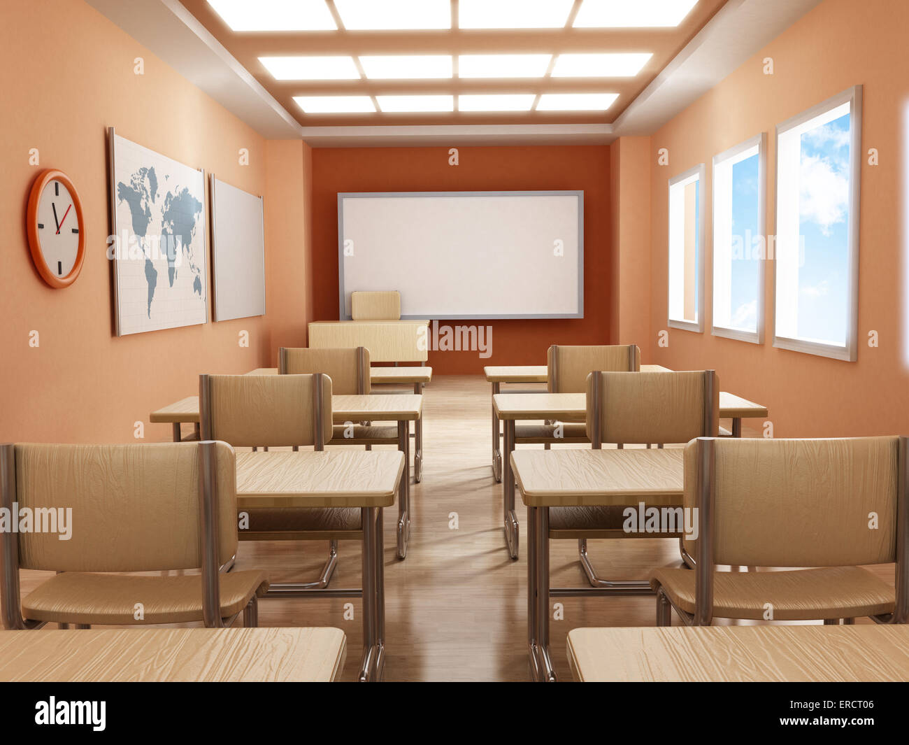 Klassenzimmer mit leere Sitze. Generische design Stockfoto