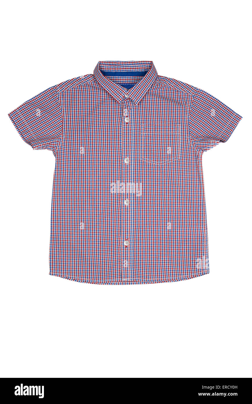 Sommer Kurzarm Hemd auf weißem Hintergrund von oben Stockfoto