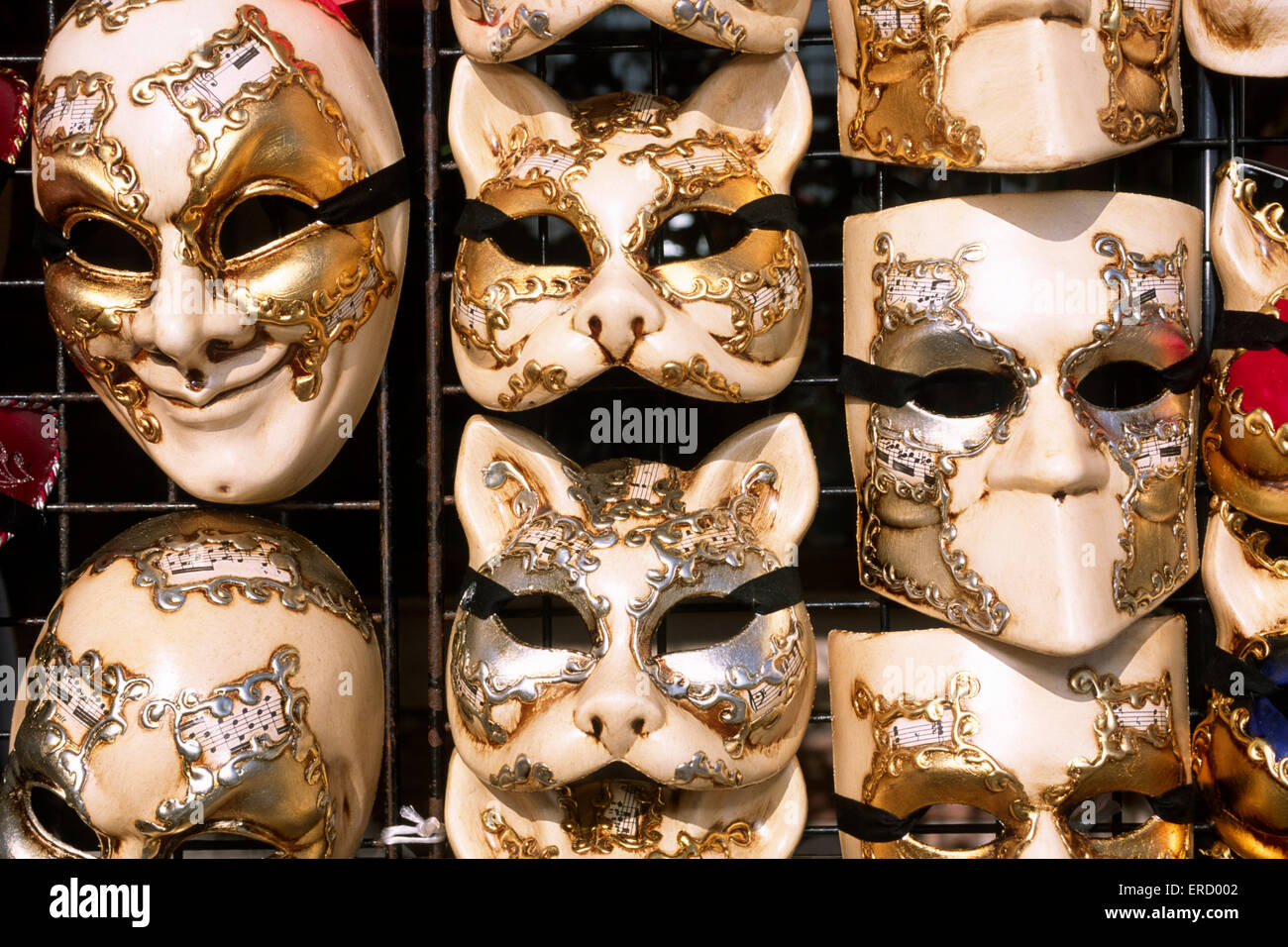 Italien, Venedig, Karnevalsmasken aus nächster Nähe Stockfoto