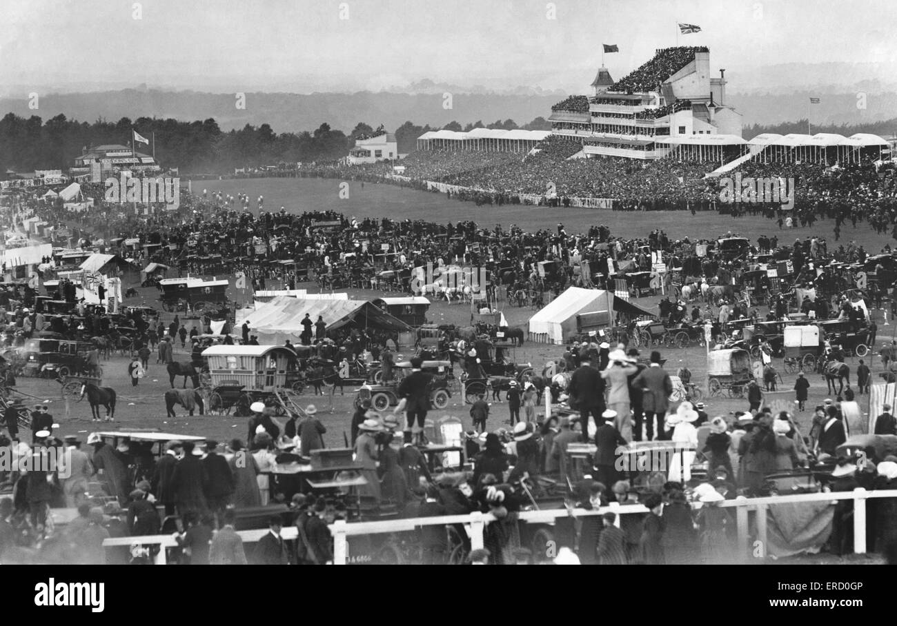 Allgemeine Szenen des Derby in Epsom, um 1900. Stockfoto