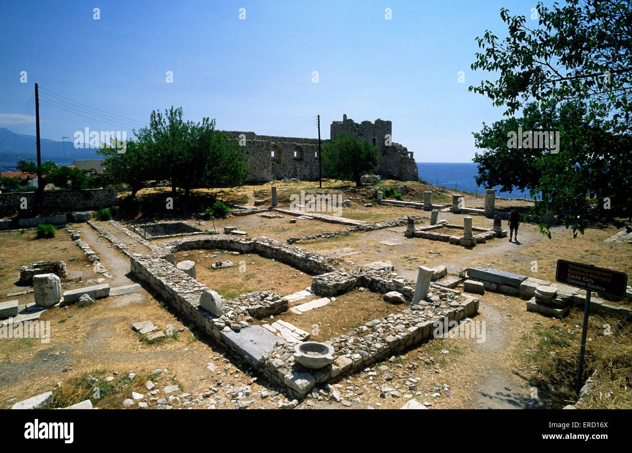 Griechenland, Inseln im Nordosten der Ägäis, Insel Samos, Pythagorion, Burg, frühchristliche Basilika Stockfoto