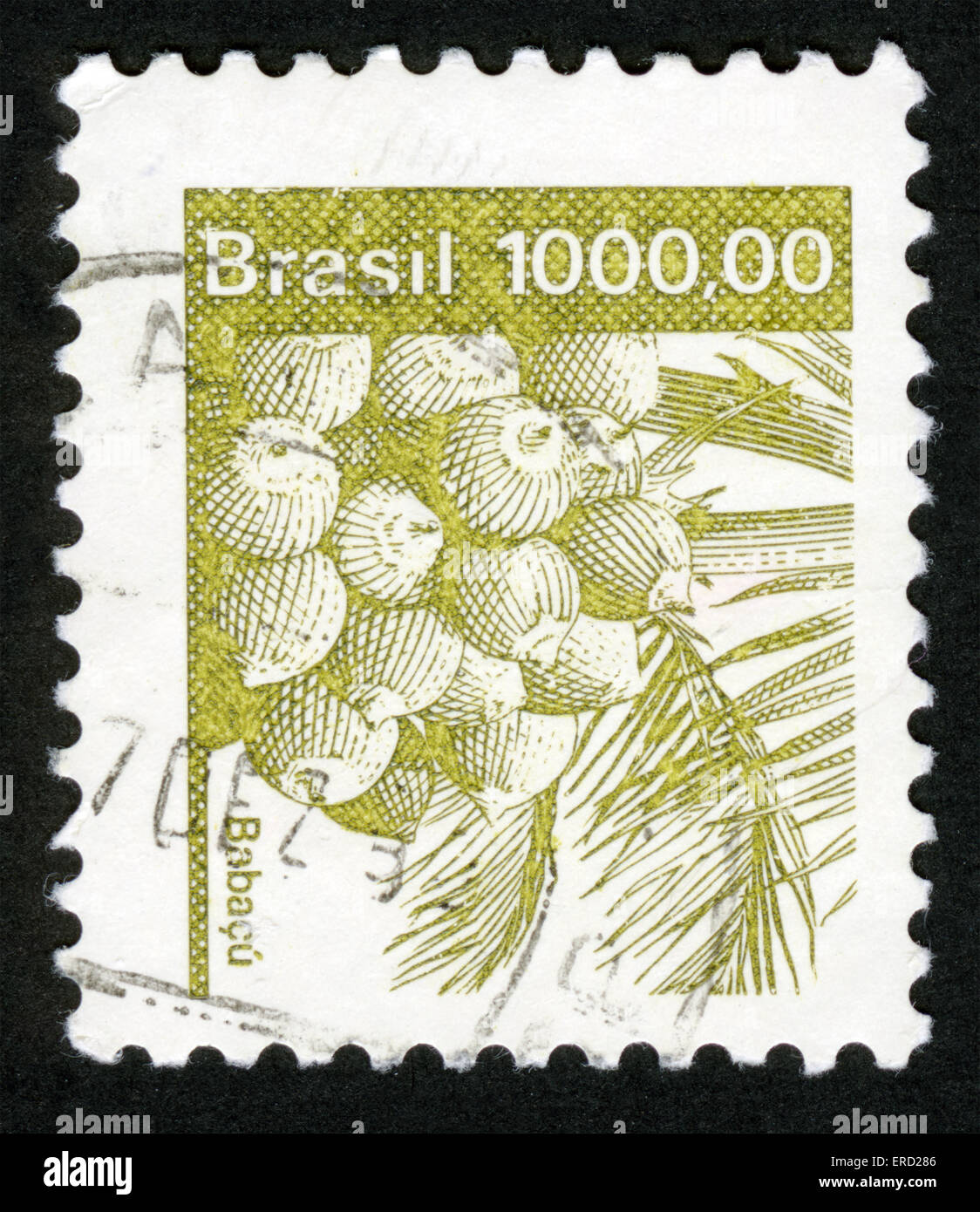Brasilien, Palm, Kokos, Poststempel, Stempel, Kunst, Stockfoto
