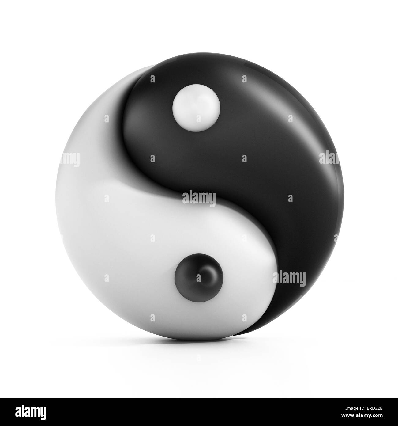 Yin-Yang-Symbol isoliert auf weiss Stockfoto