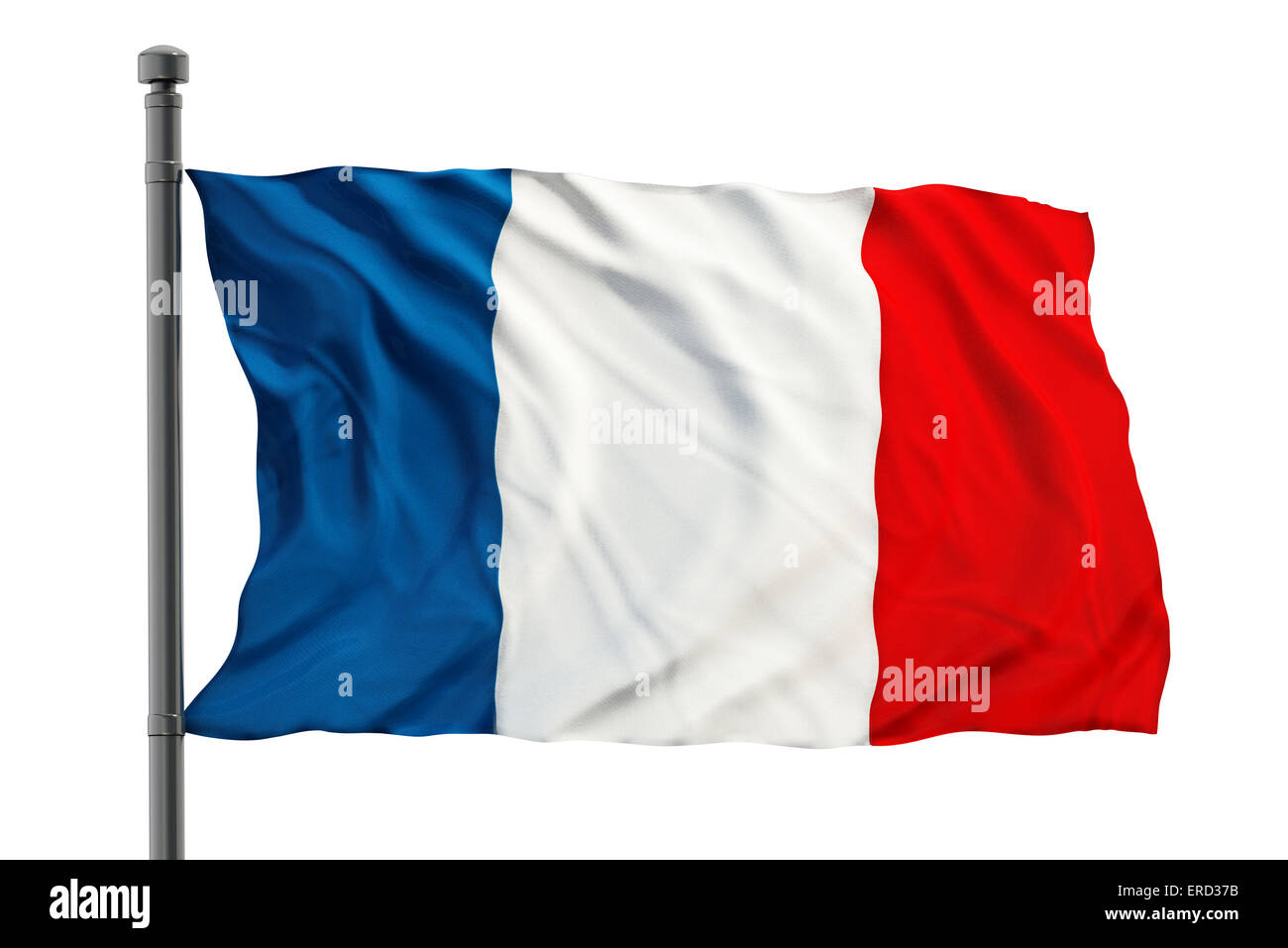 Frankreich Flagge isoliert auf weißem Hintergrund Stockfoto