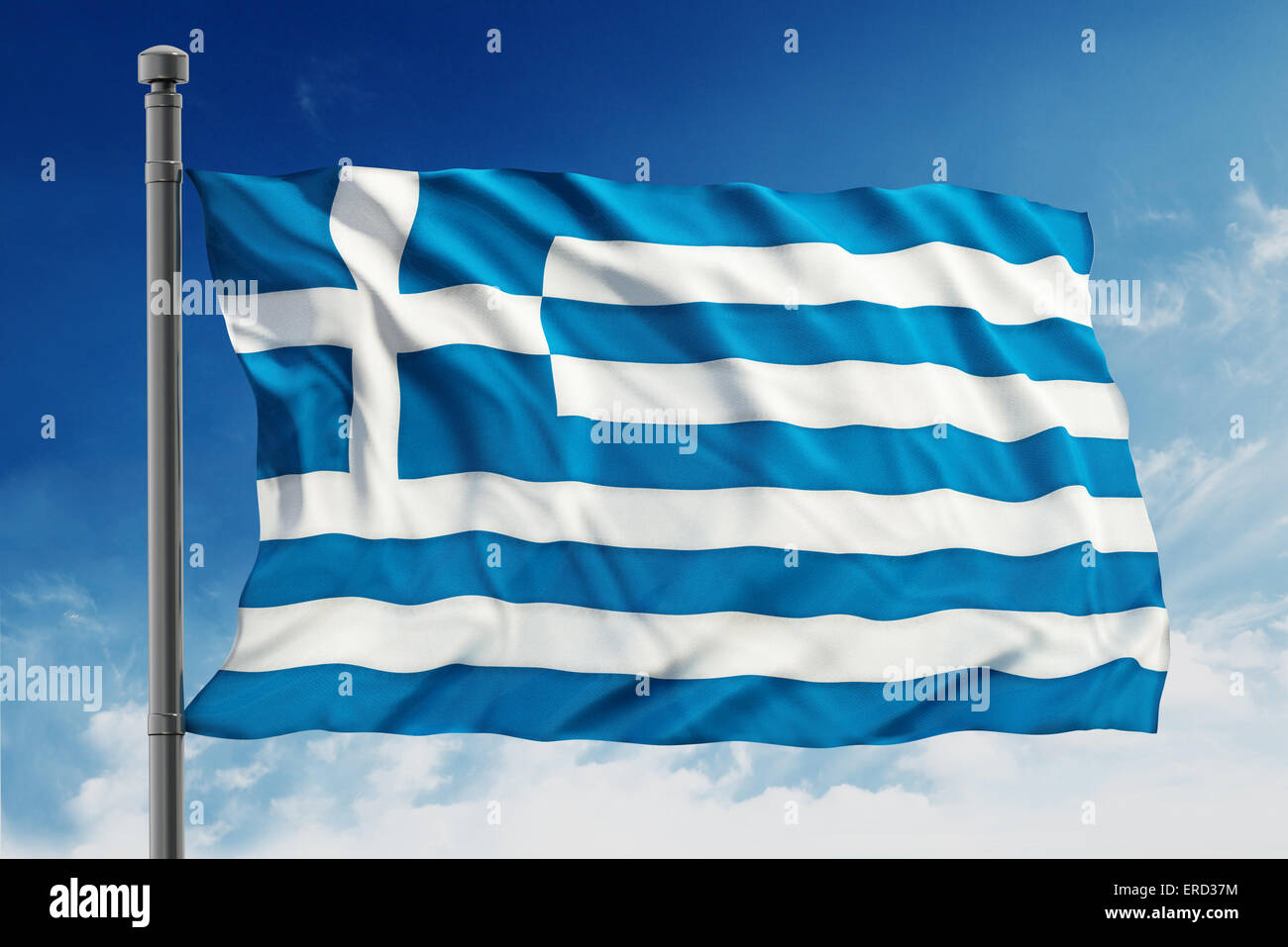 Frankreich Flagge auf blauem Himmelshintergrund isoliert Stockfoto