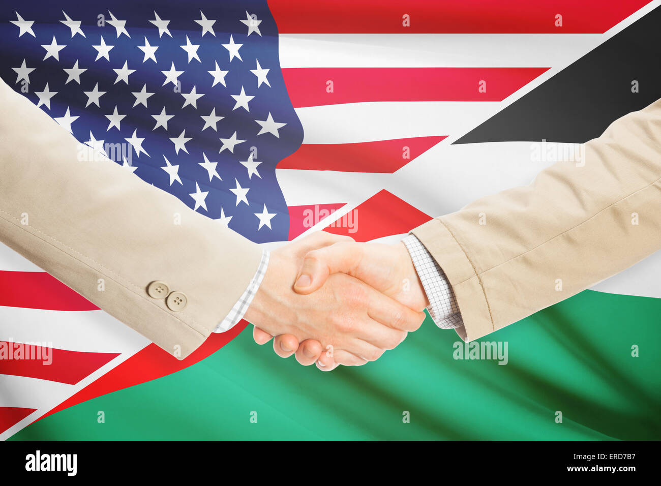 Geschäftsleute Händeschütteln - USA und Palästina Stockfoto