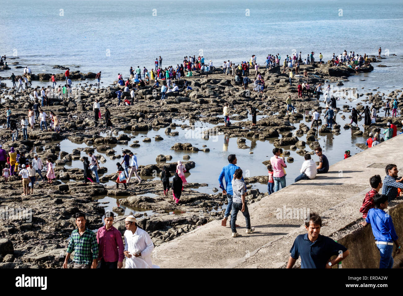 Mumbai Indien, Worli, Haji Ali Dargah, Moschee, Damm, Haji Ali Bay, Ebbe, Arabisches Meer, Indien150301189 Stockfoto