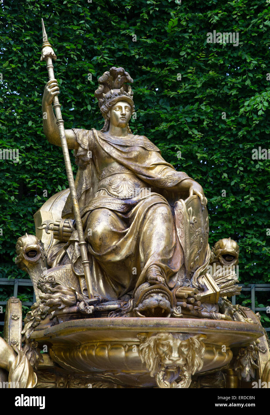 Detail des 17. Jahrhunderts Brunnen La France Triomphante des Bildhauers Jean-Baptiste Mühle Stockfoto