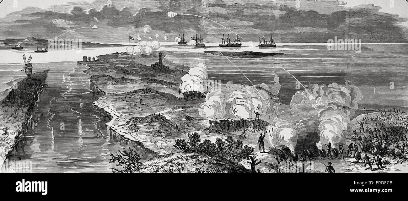 Beschießung von Fort Macon, North Carolina, USA Bürgerkrieg 1862 Stockfoto