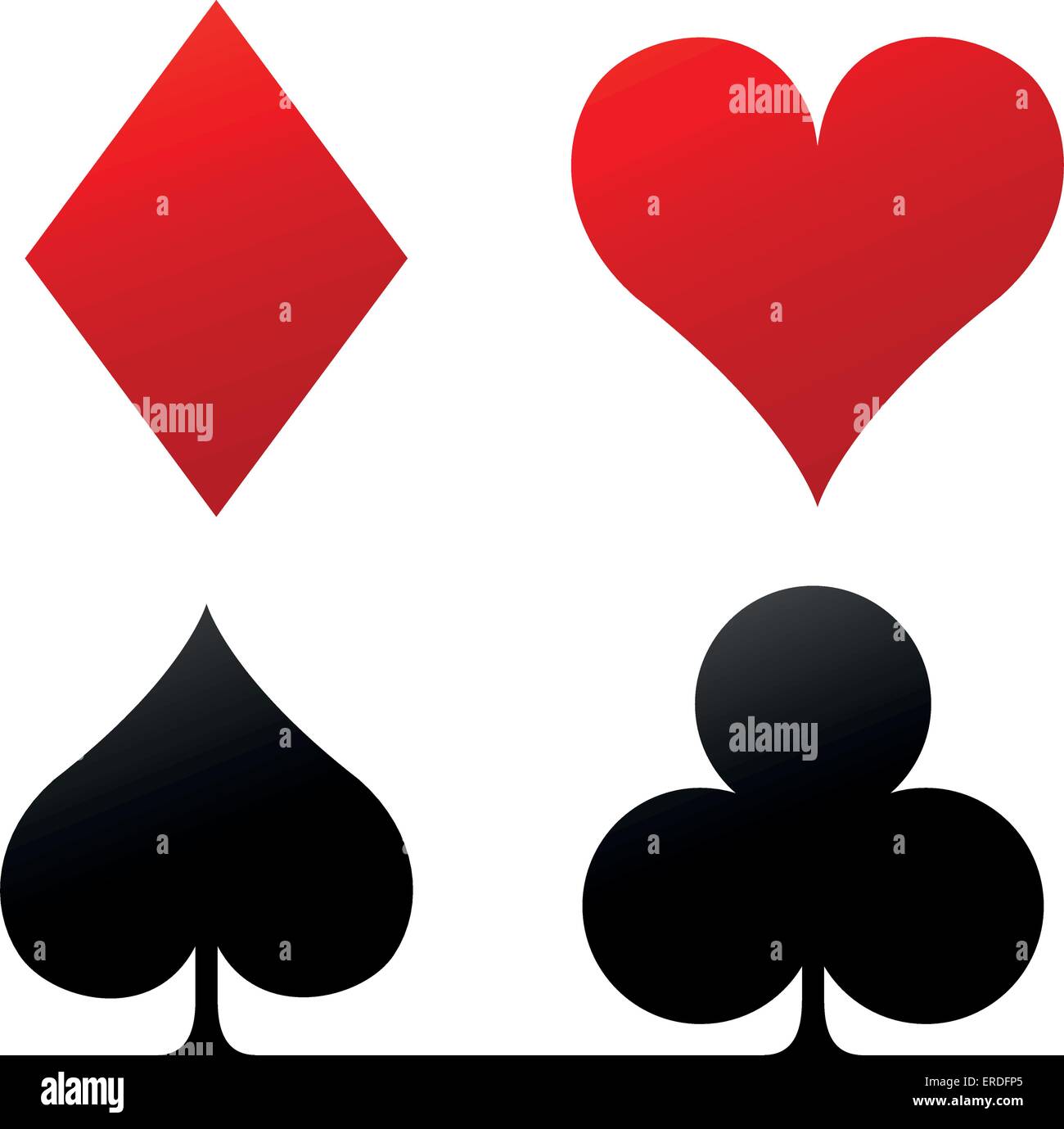 Vektor Illustration Der Vier Spielkarten Symbole Auf Weissem Hintergrund Stock Vektorgrafik Alamy