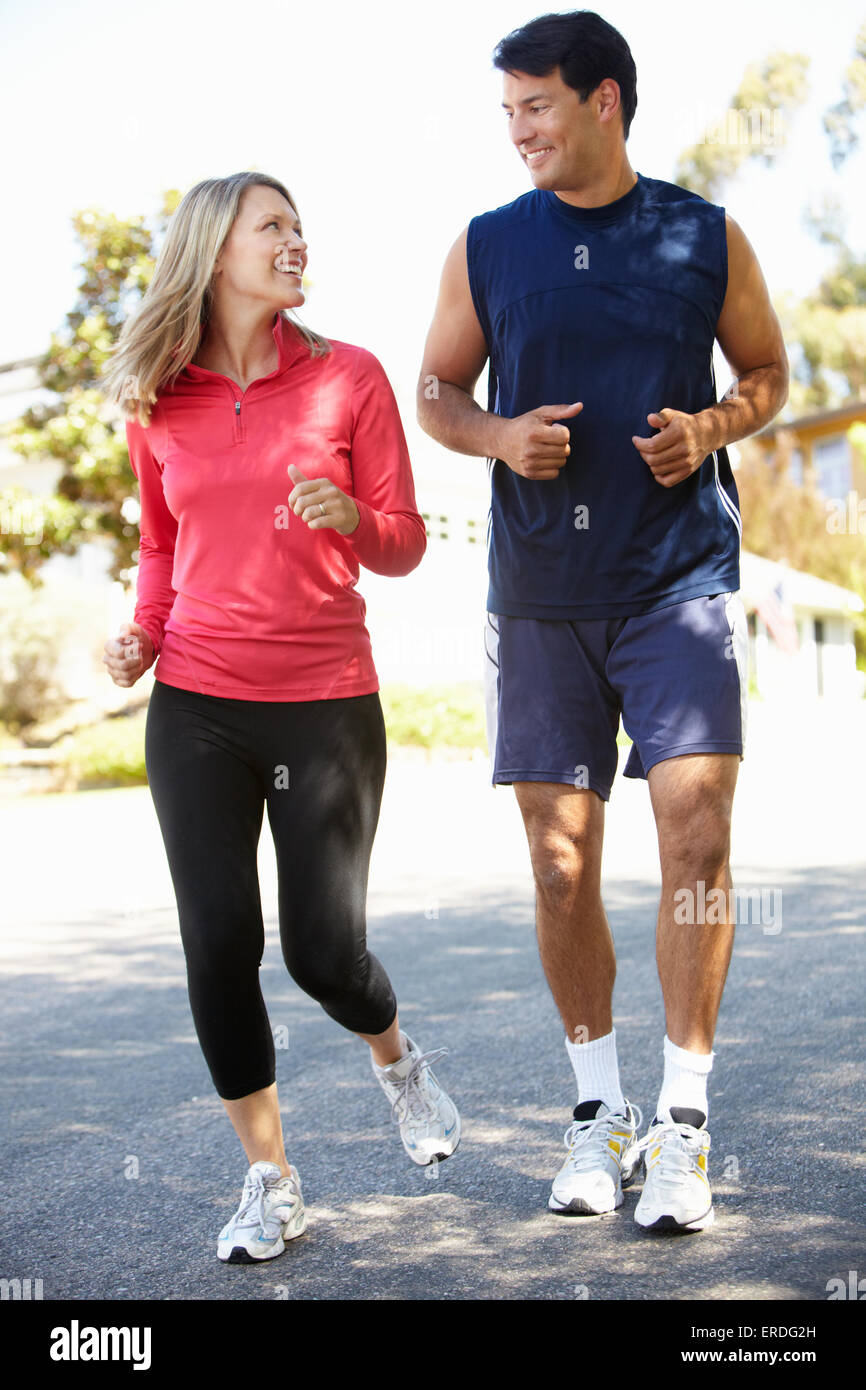 Paar, für einen Lauf Stockfoto