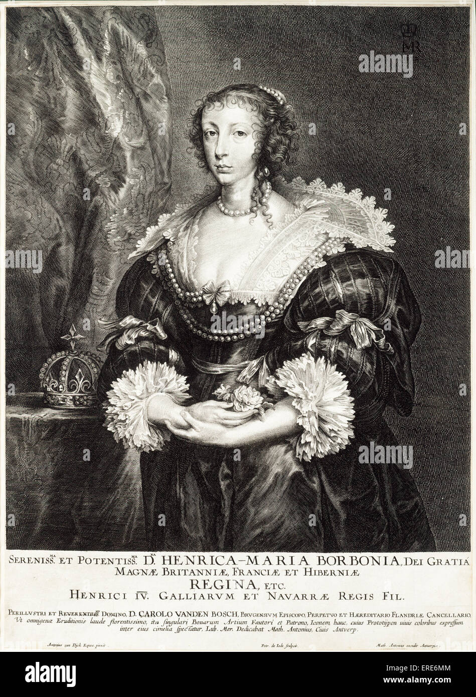 Königin Henrietta Maria de Bourbon (Henrica Maria Borbonia), Portrait. 25. November 1609 - 10. September 1669. Ehefrau von Charless ich. Stockfoto