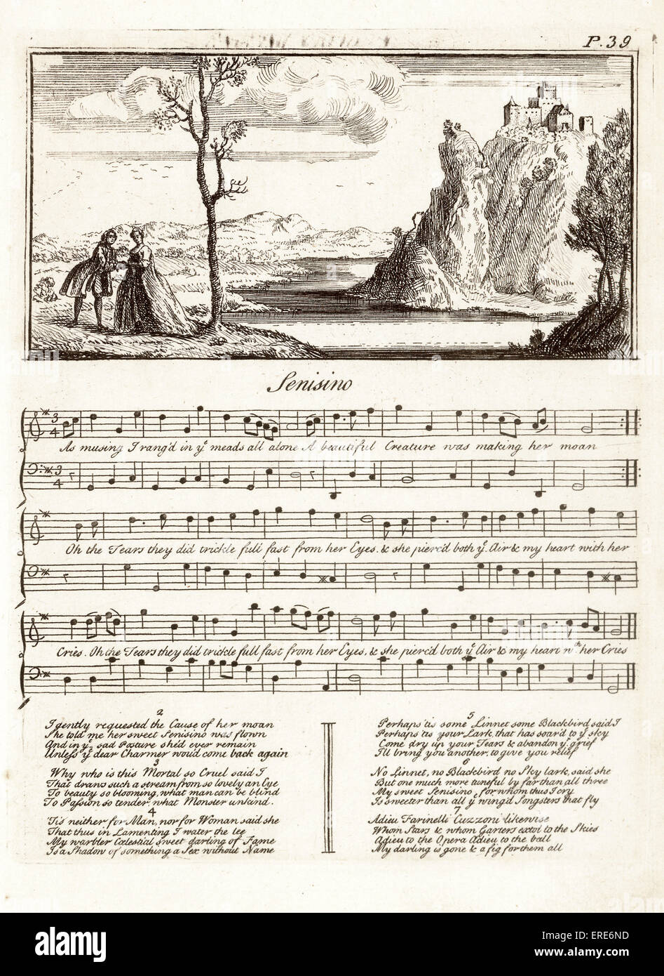 Senesino von Händel, gravieren. Von Carey, von universellen Harmonie Buch, 1745. Stockfoto