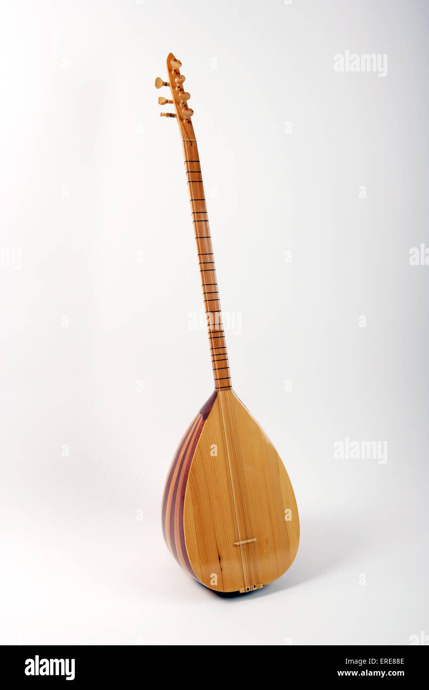 Saz, türkische Saiteninstrument mit einem langen Hals und Schüssel Form zurück und bewegliche Bünde Stockfoto